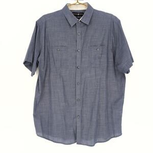 Beverly Hills Polo Club Men's Blue Button Down Short Sleeve Shirt - Size L -GUC
